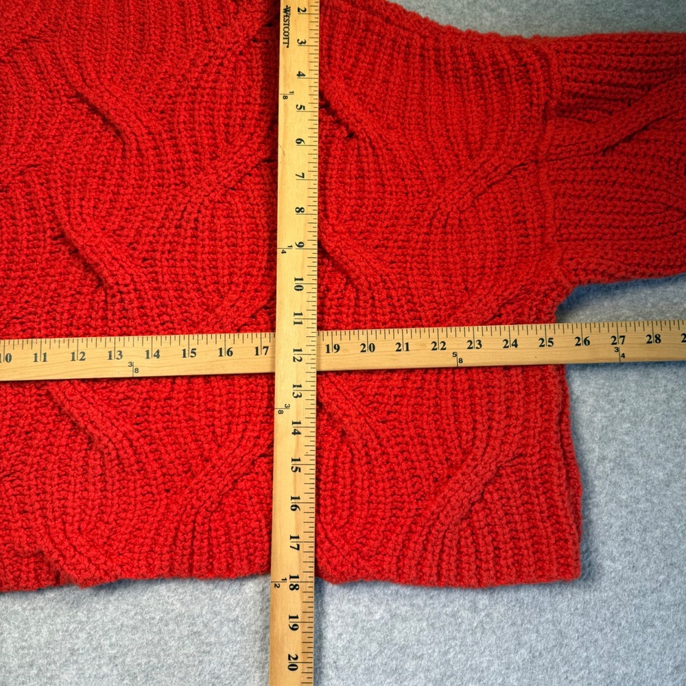 Free People Seasons Change Chunky Knit Sweater Women S Mock Neck‎ Cropped Orange - Picture 8 of 9